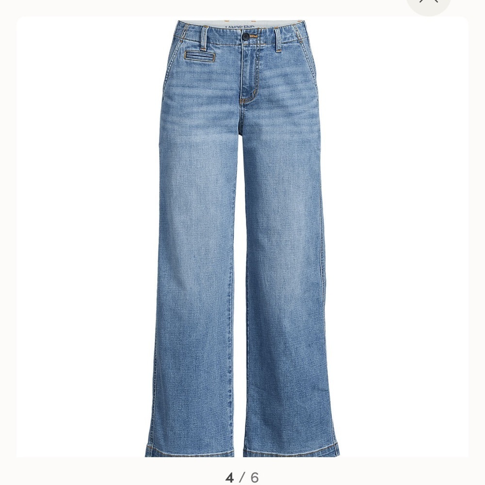 Lands' End - Women's Mid Rise Denim Wide Leg Ankle Size 16 - Picture 1 of 4